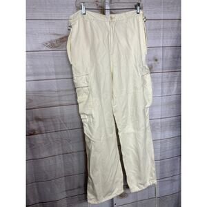 Velvet Heart Women's L Cinched Cargo Pants Cream Baggy Streetwear Casual NWT